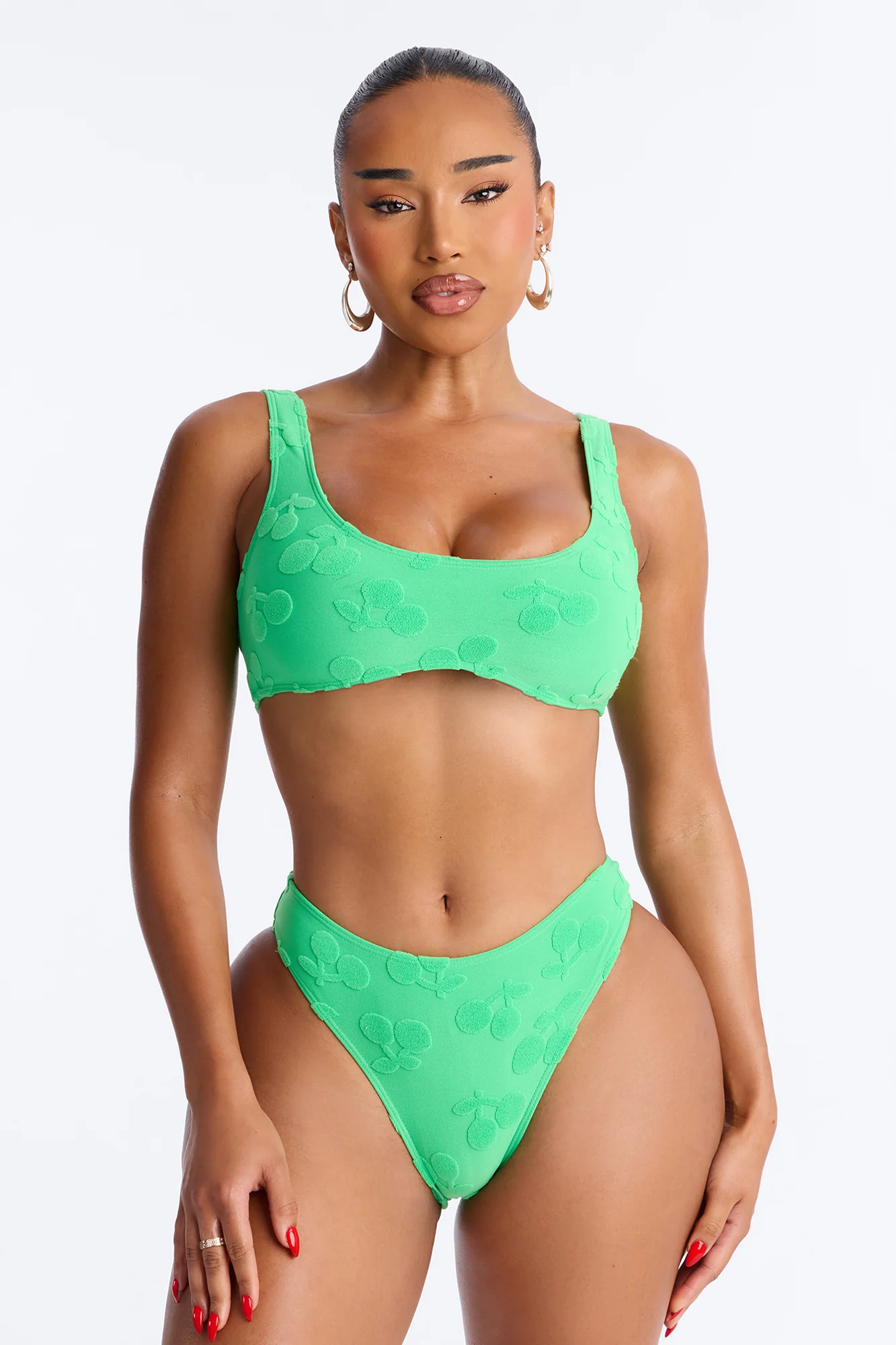 Karlie Terry Cloth 2 Piece Bralette Bikini Set - Kelly Green