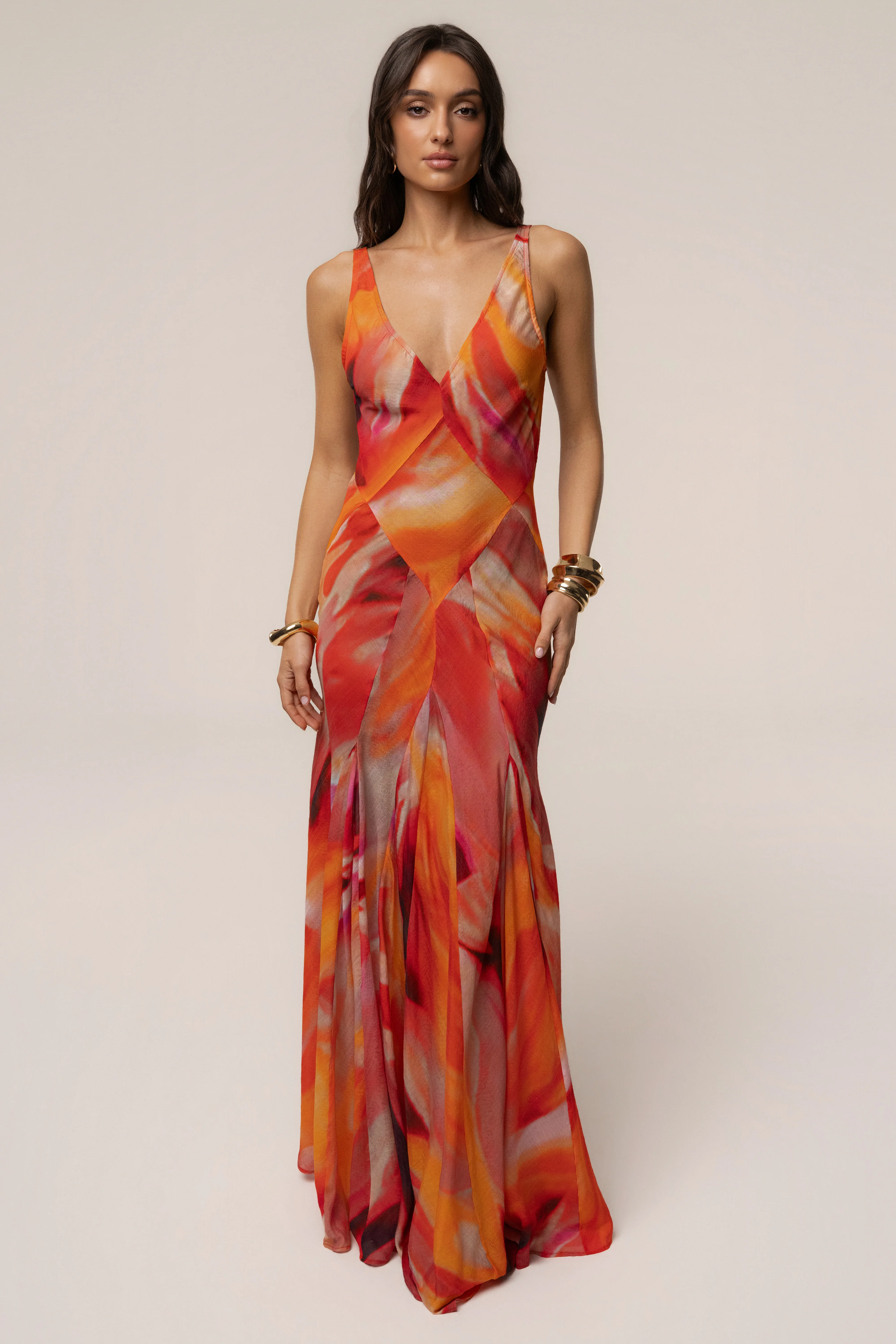 Red Prism Tide Maxi Dress