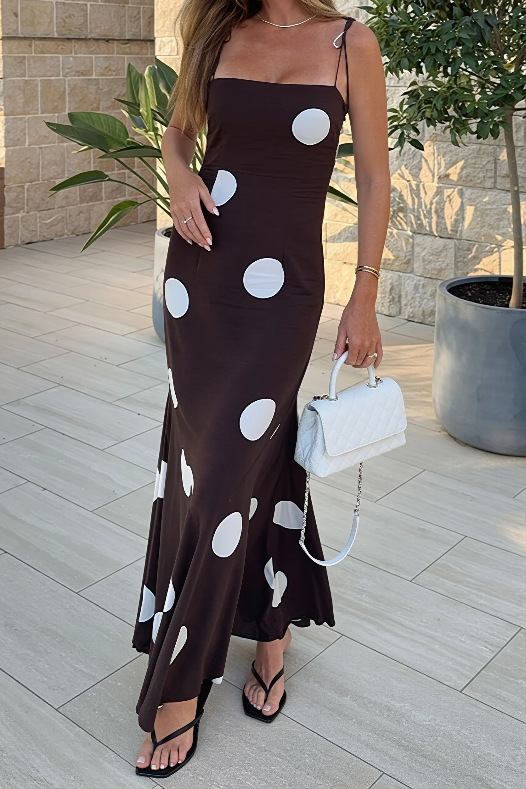 Polka Dot Print Sexy Cami High Street Maxi Dress