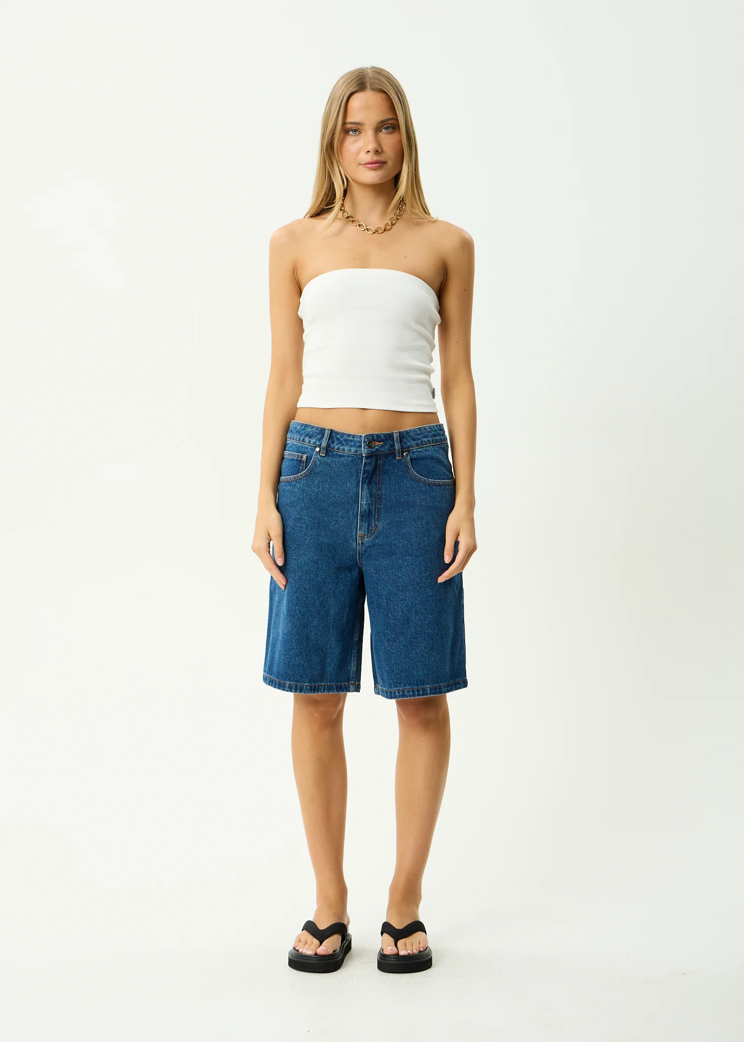 AFENDS Mens Lil C - Denim Baggy Short 22