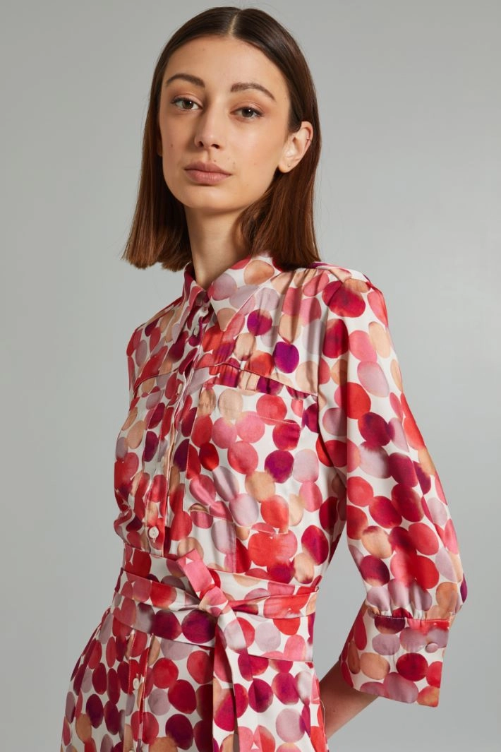 All-over printed dress - FUCHSIA WHITE