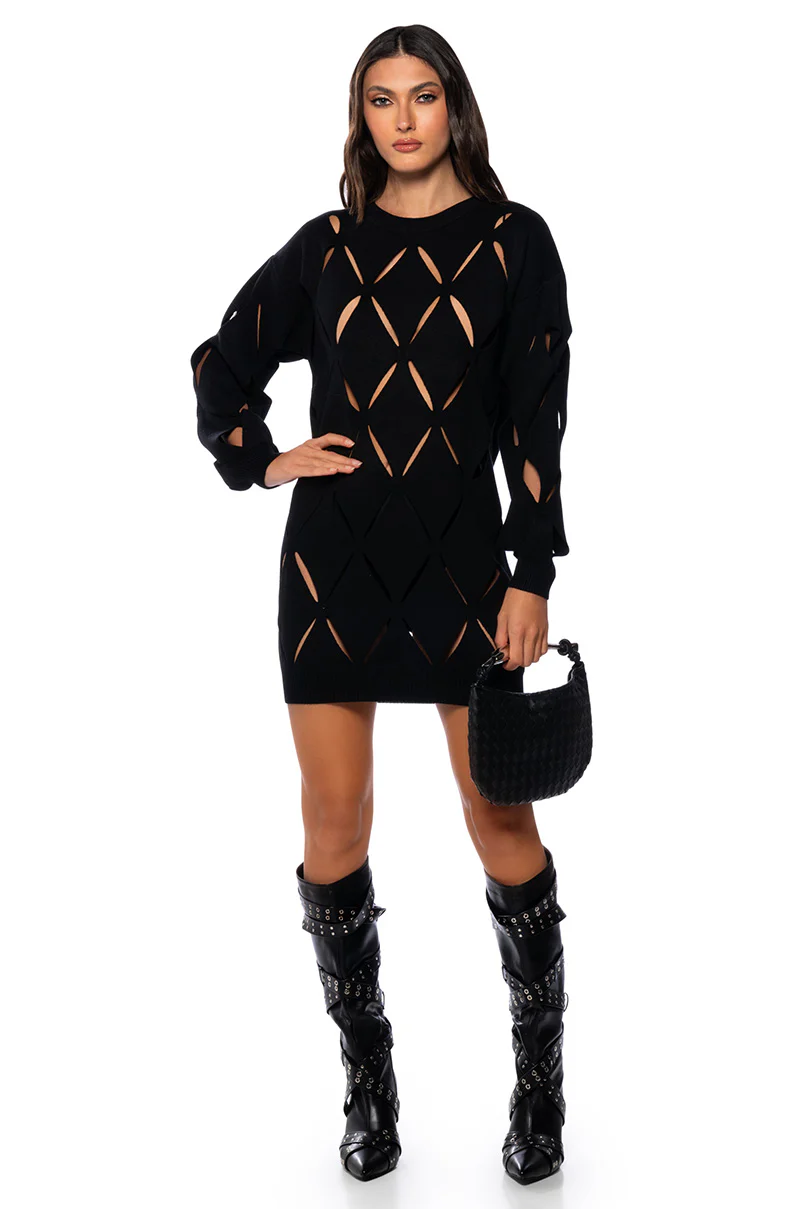 Diamond Cut Oversized Sweater Dress