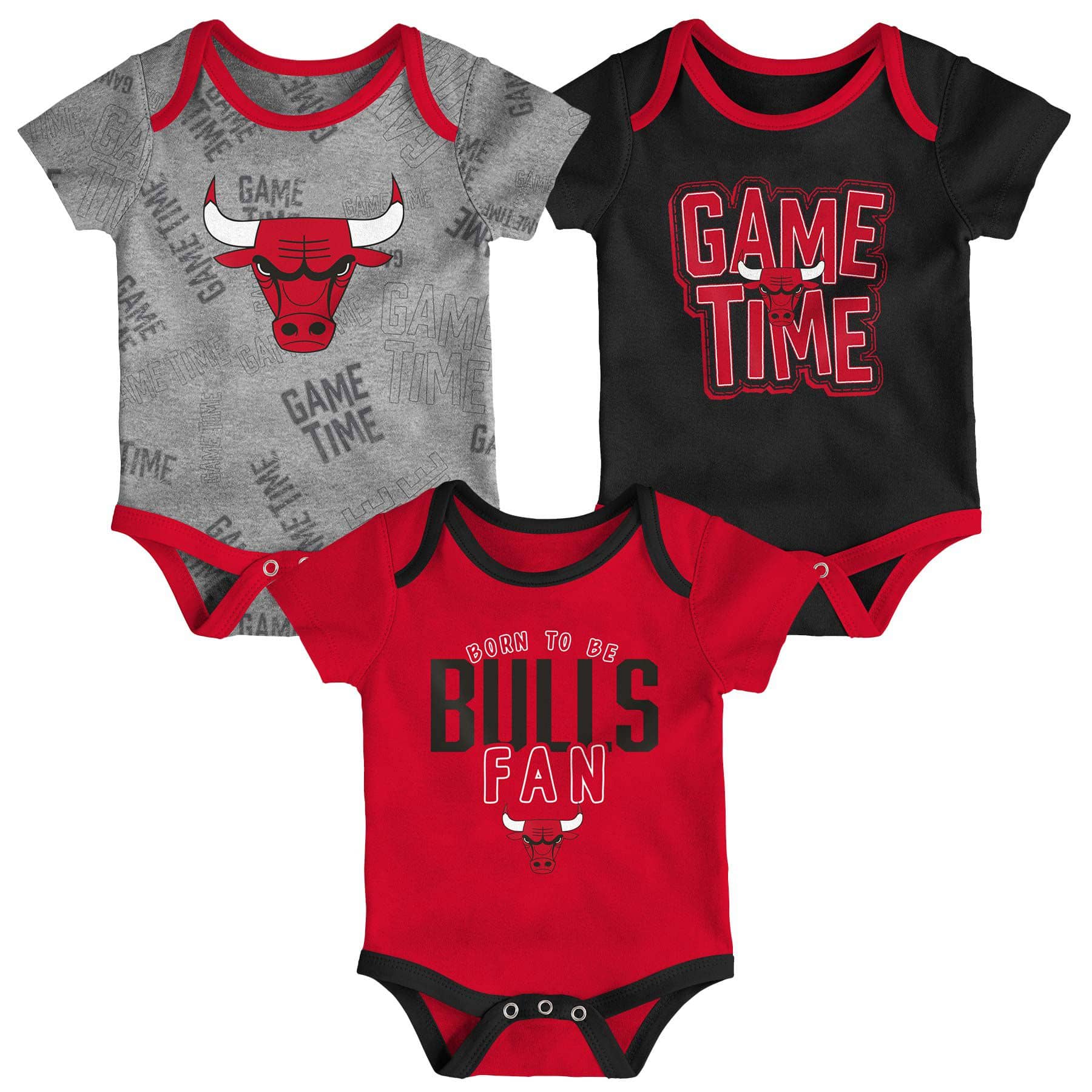 Chicago Bulls Game Time NBA Baby Bodysuit Set (3-Piece)