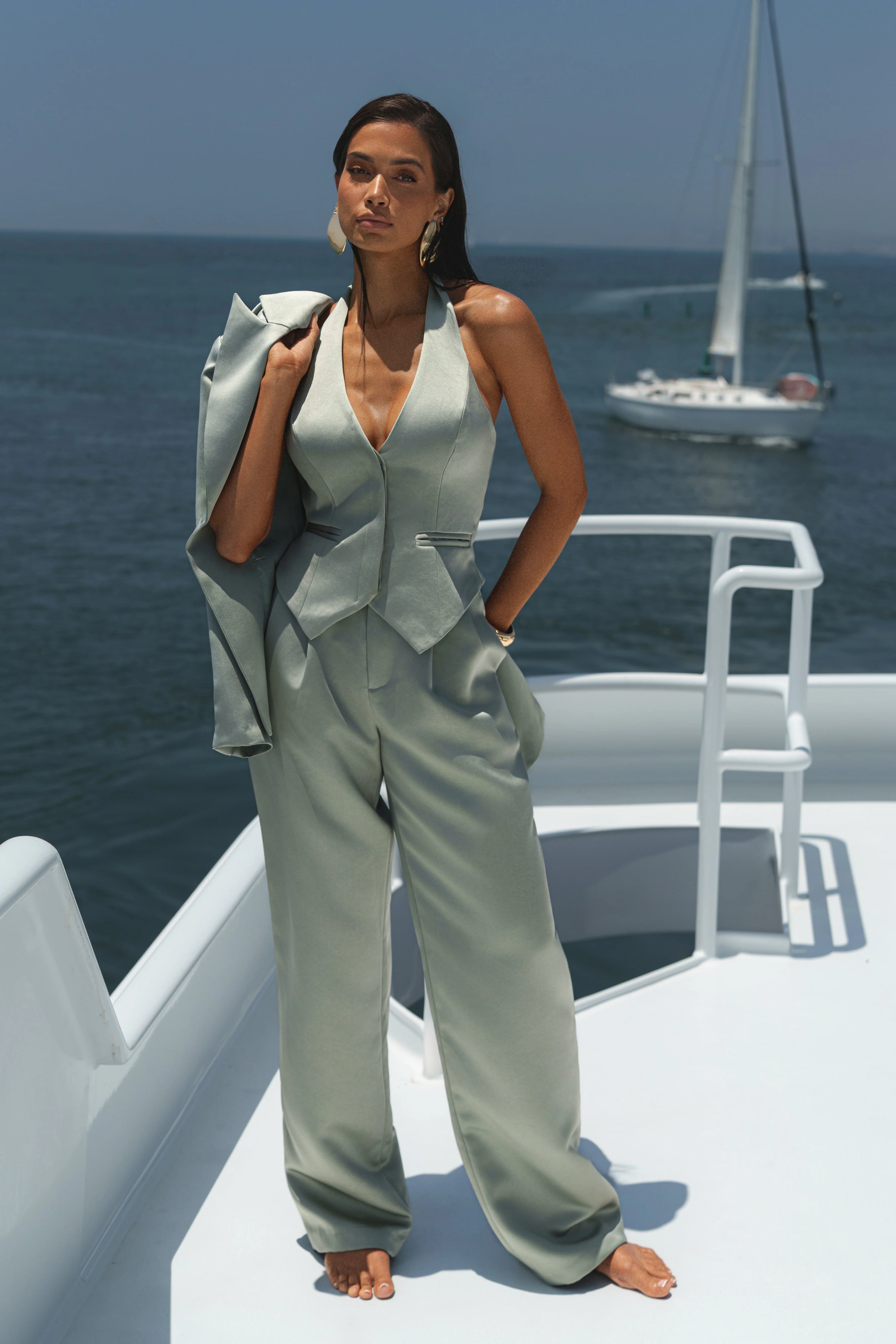 Sage City Nights Satin Trouser