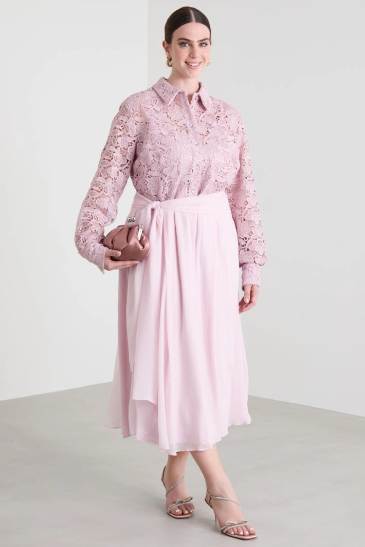 Lace and silk dress - LIGHT PINK