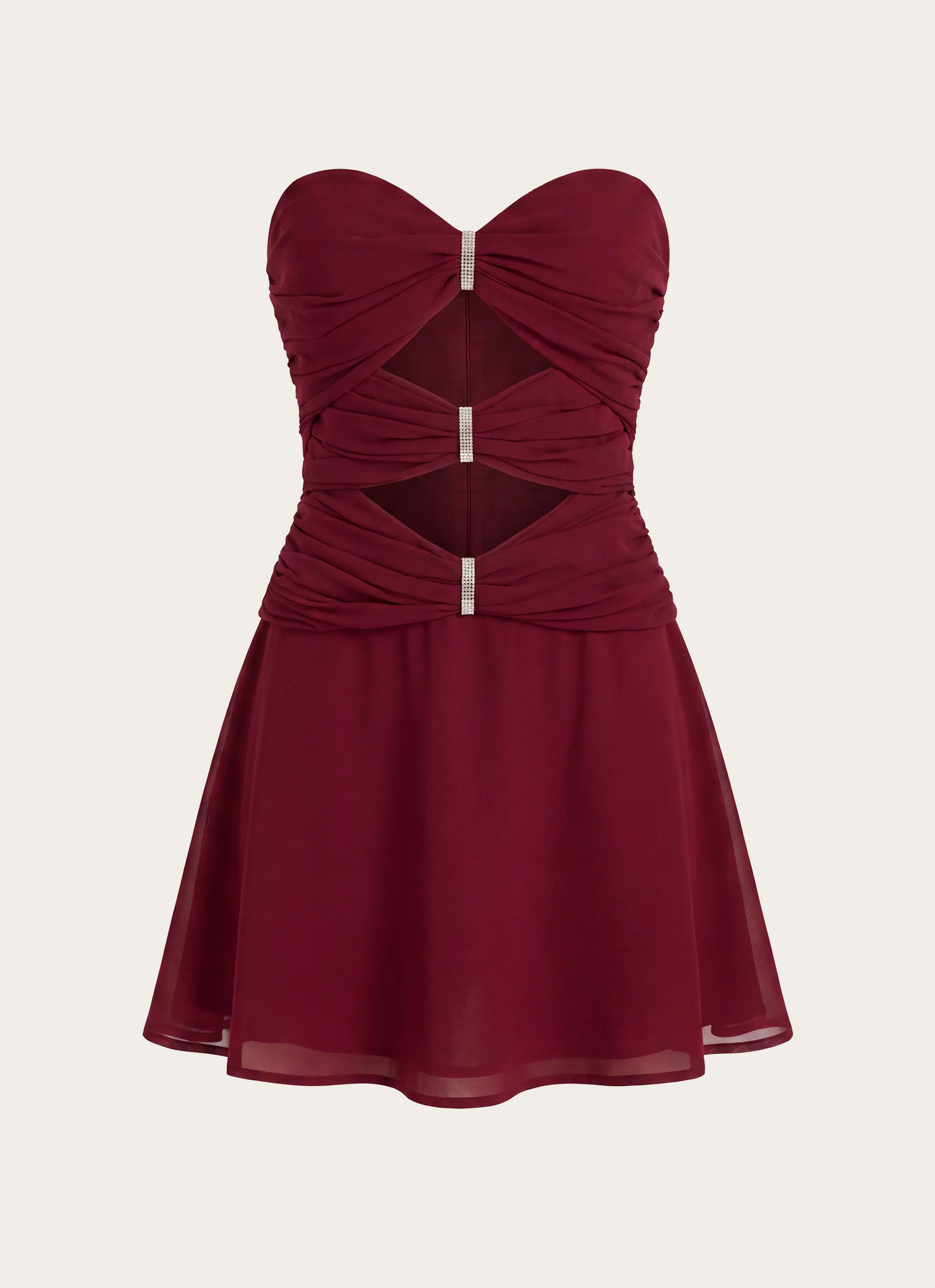 Rossie Strapless Mini Dress - Burgundy