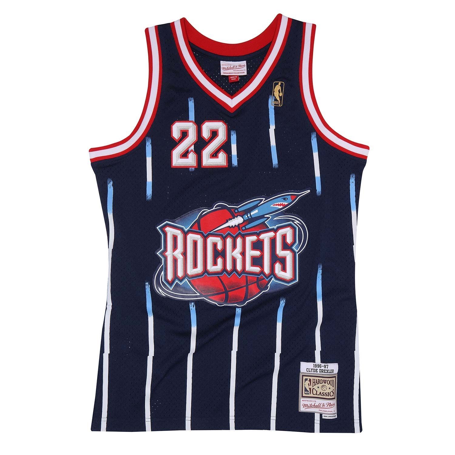 Clyde Drexler #22 Houston Rockets 1996-97 Swingman NBA Jersey Navy