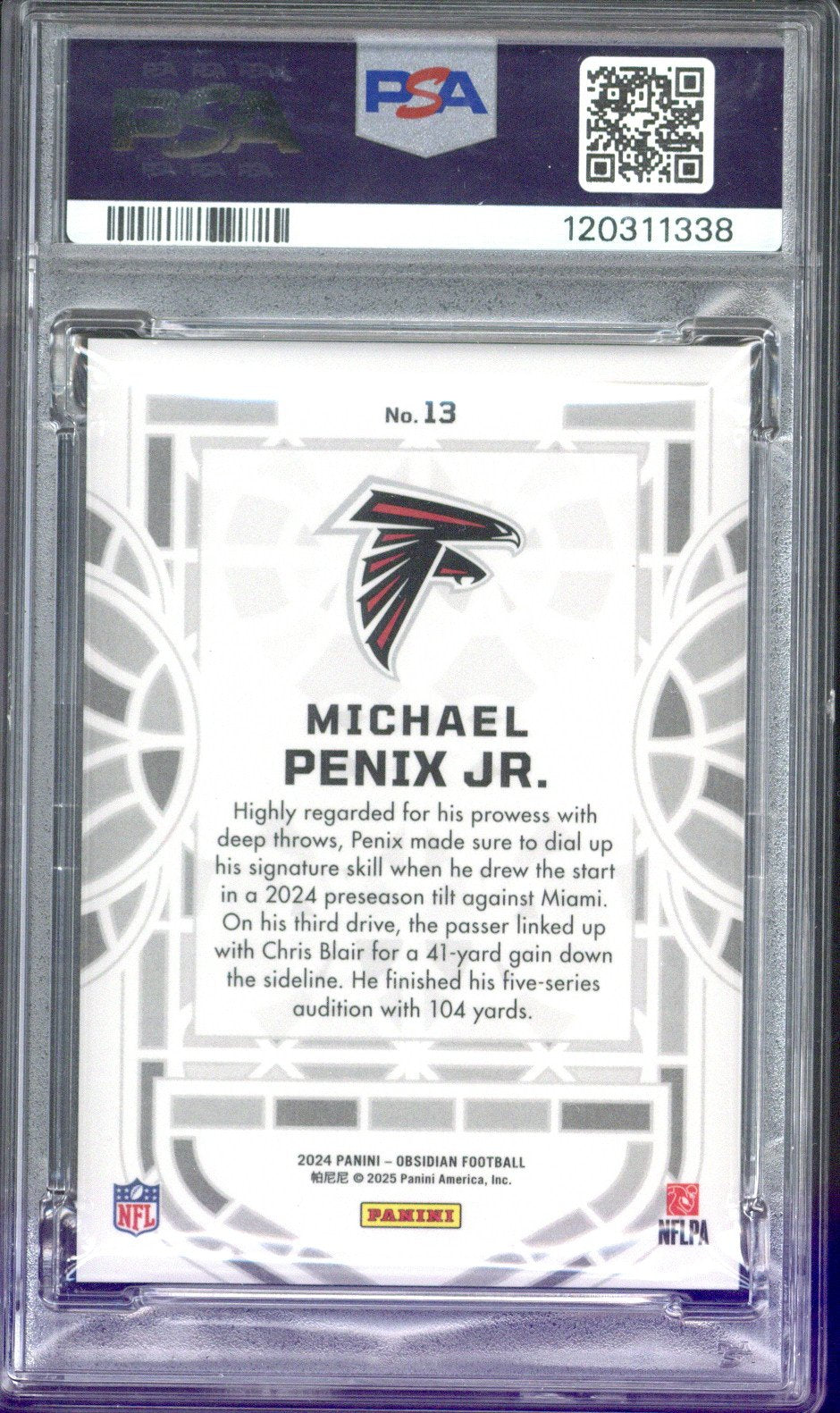 2024 Panini Obsidian Michael Penix Jr. Black Stained Glass #13 PSA 10