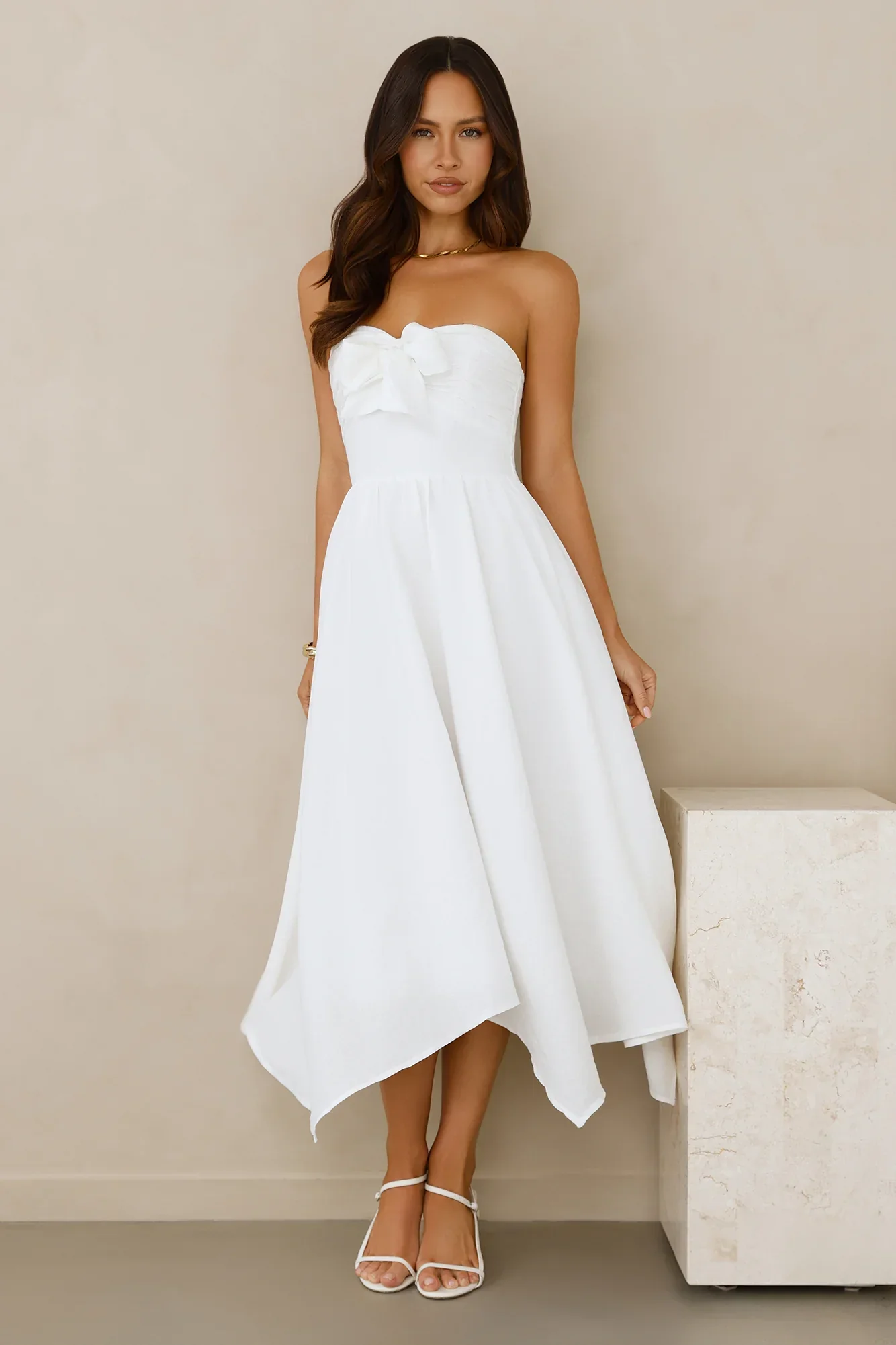 Saltwater Soul Strapless Midi Dress White