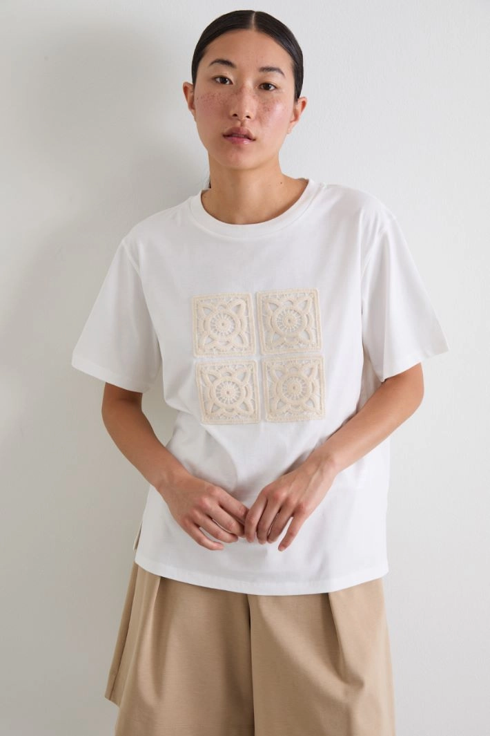 Embroidered T-shirt - WHITE IVORY
