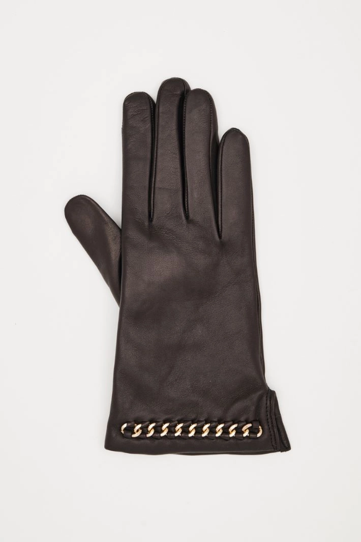 Chain-detailed gloves - BLACK