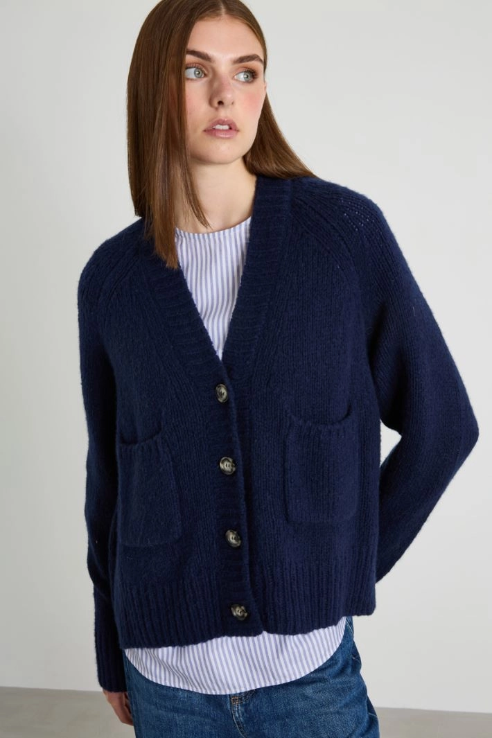 Wool and cashmere-blend cardigan - BLUE