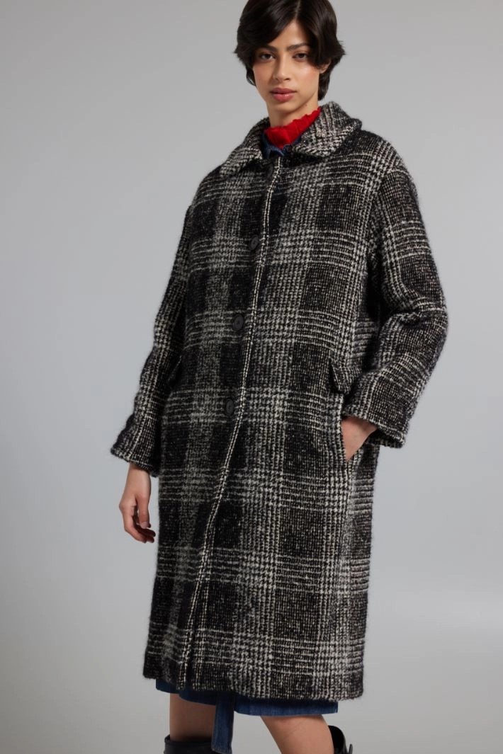 Tweed bouclé coat - BLACK WHITE