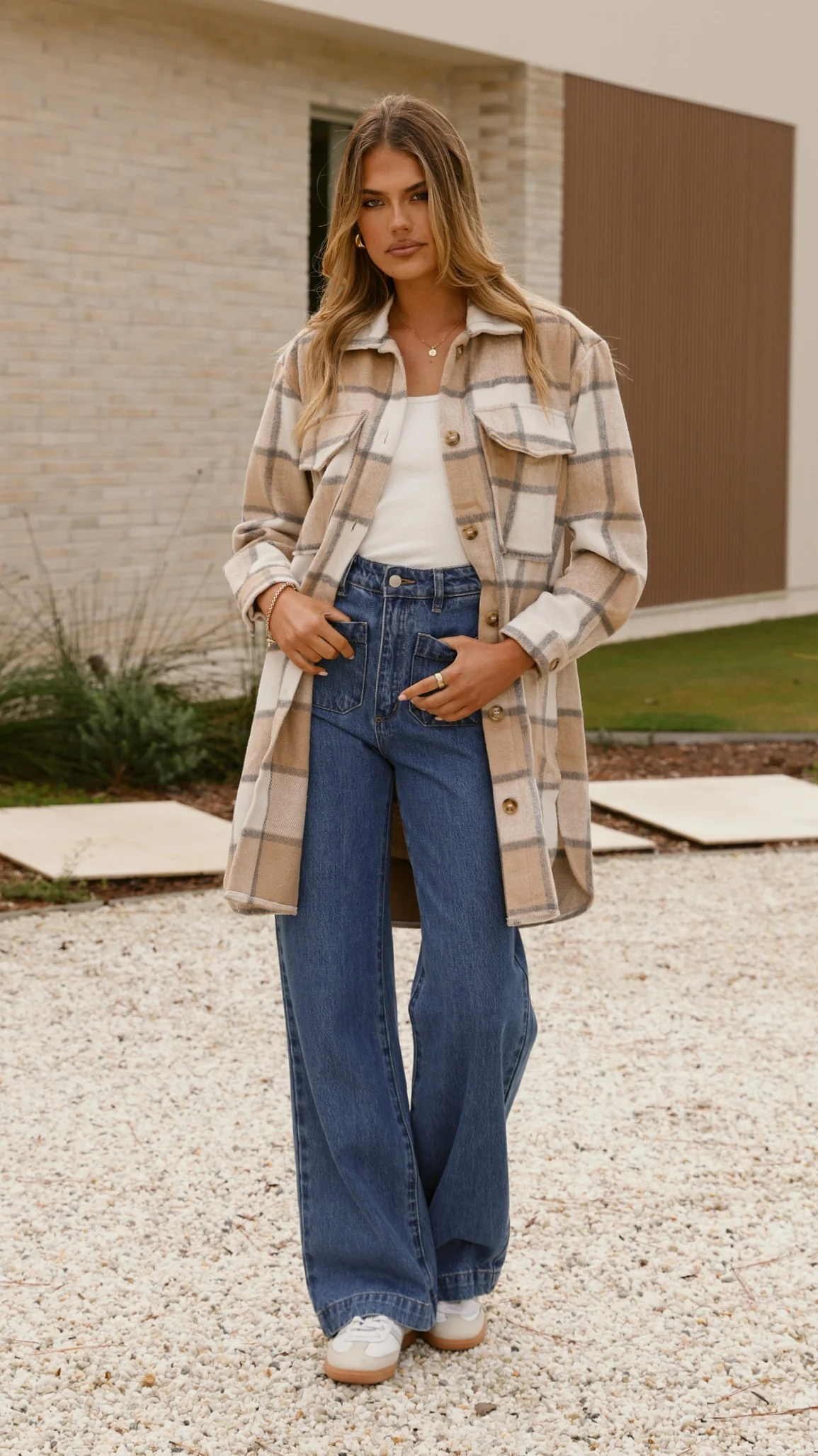 Saskia Jacket - Beige/Cream Check