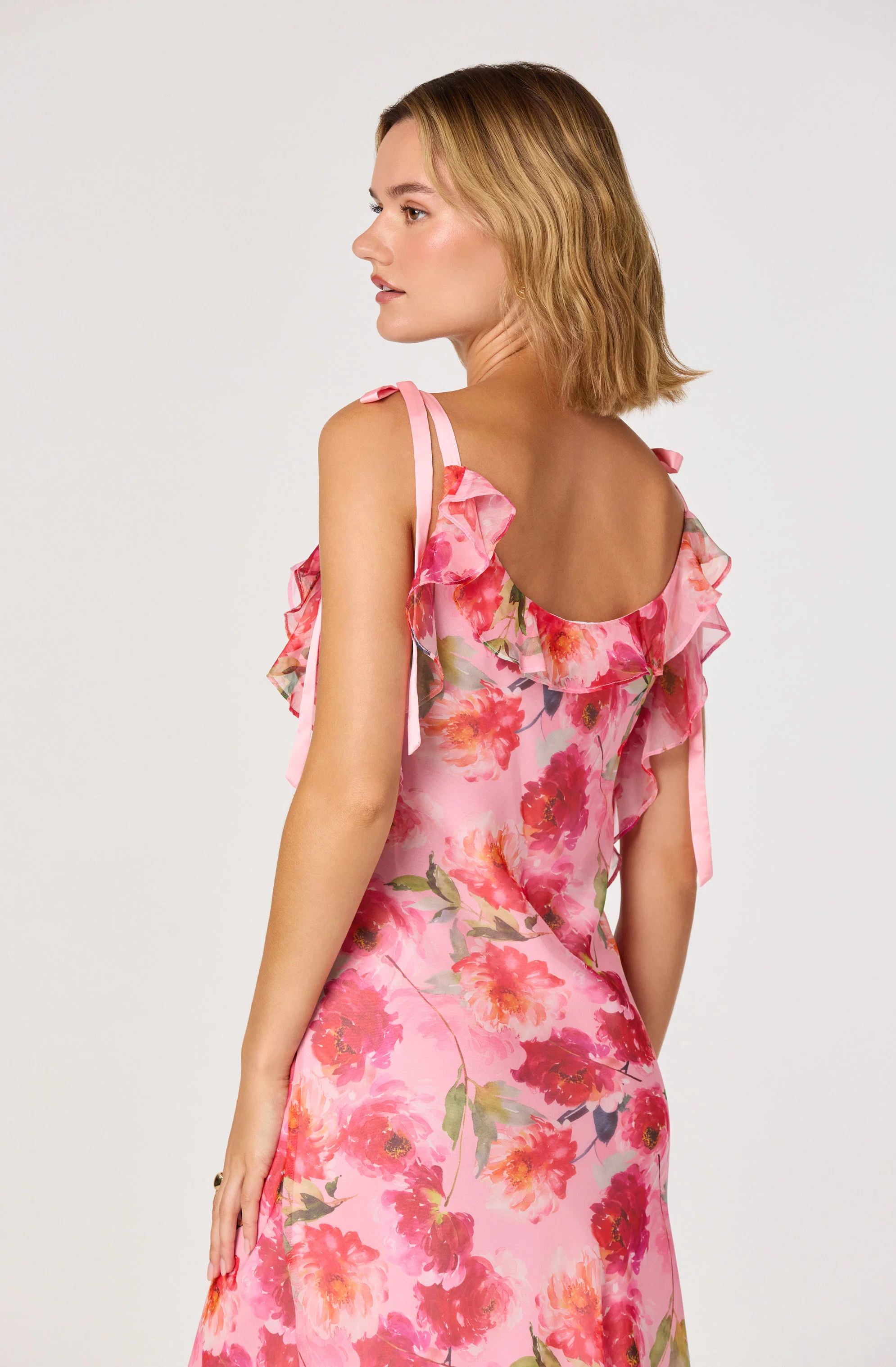 Nissa Floral Ruffle Midi Dress