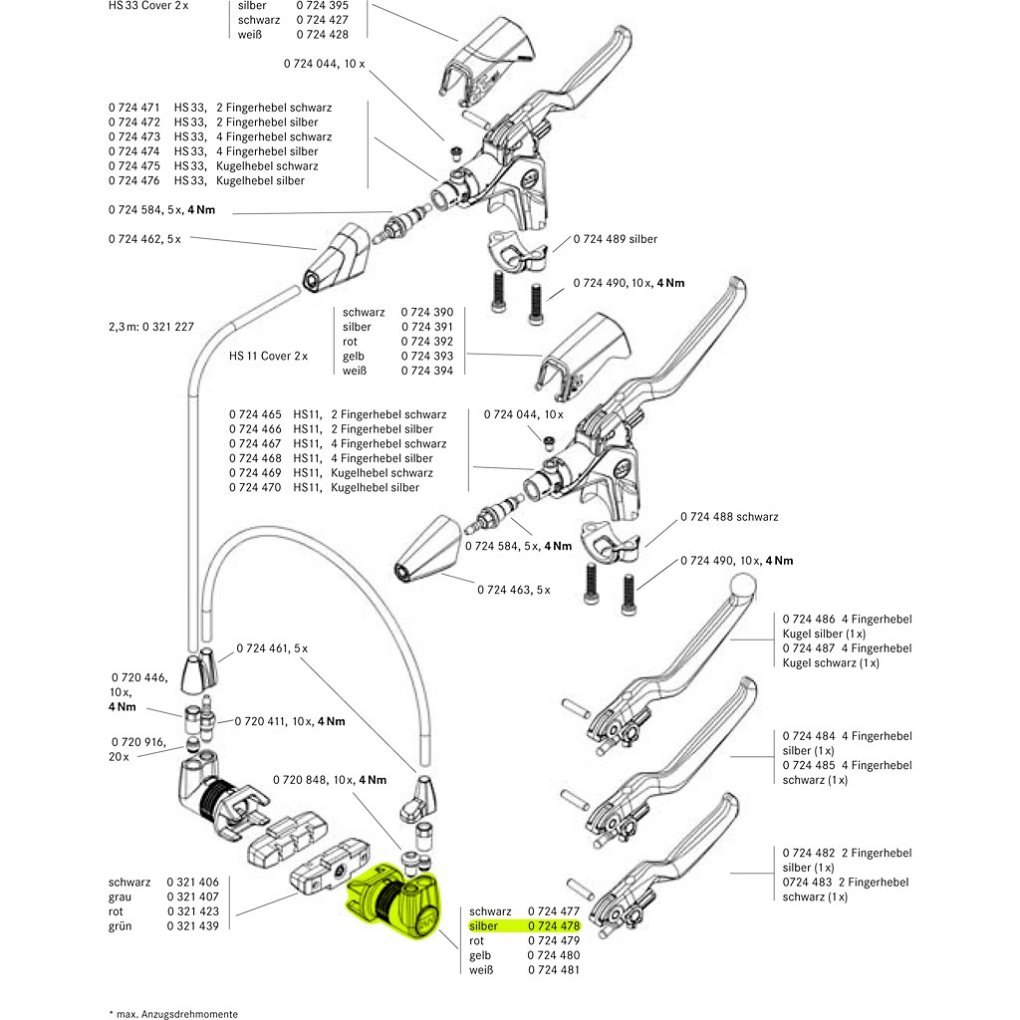 Magura Slave Cylinder HS33/HS11 silver, M6/M8 - 0724478