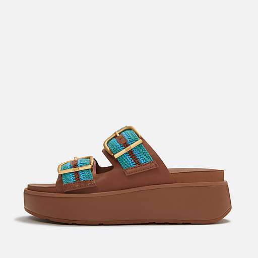 Max Buckle Stripe-Webbing Two-Bar Slides