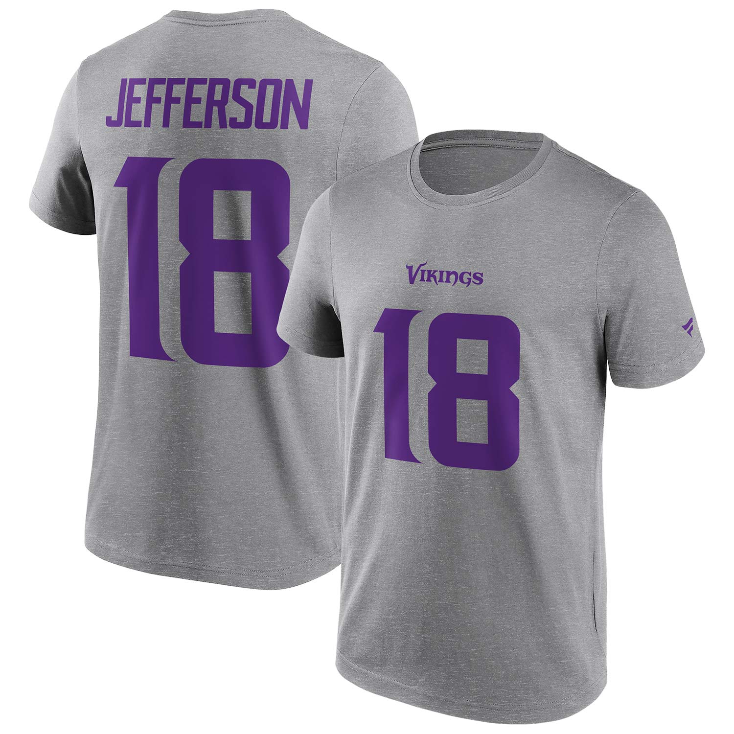 Justin Jefferson #18 Minnesota Vikings Player NFL T-Shirt Gray