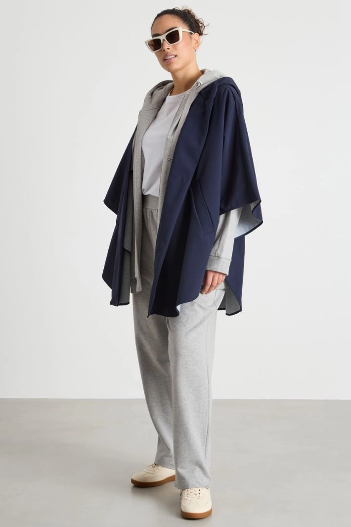 Canvas and jersey cape - BLUE