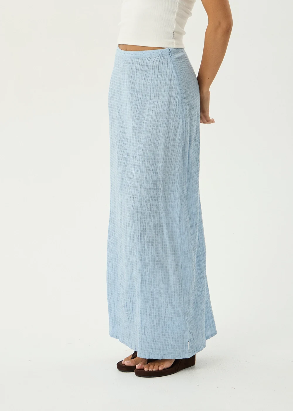 AFENDS Womens Lita - Seersucker Maxi Skirt - Blue