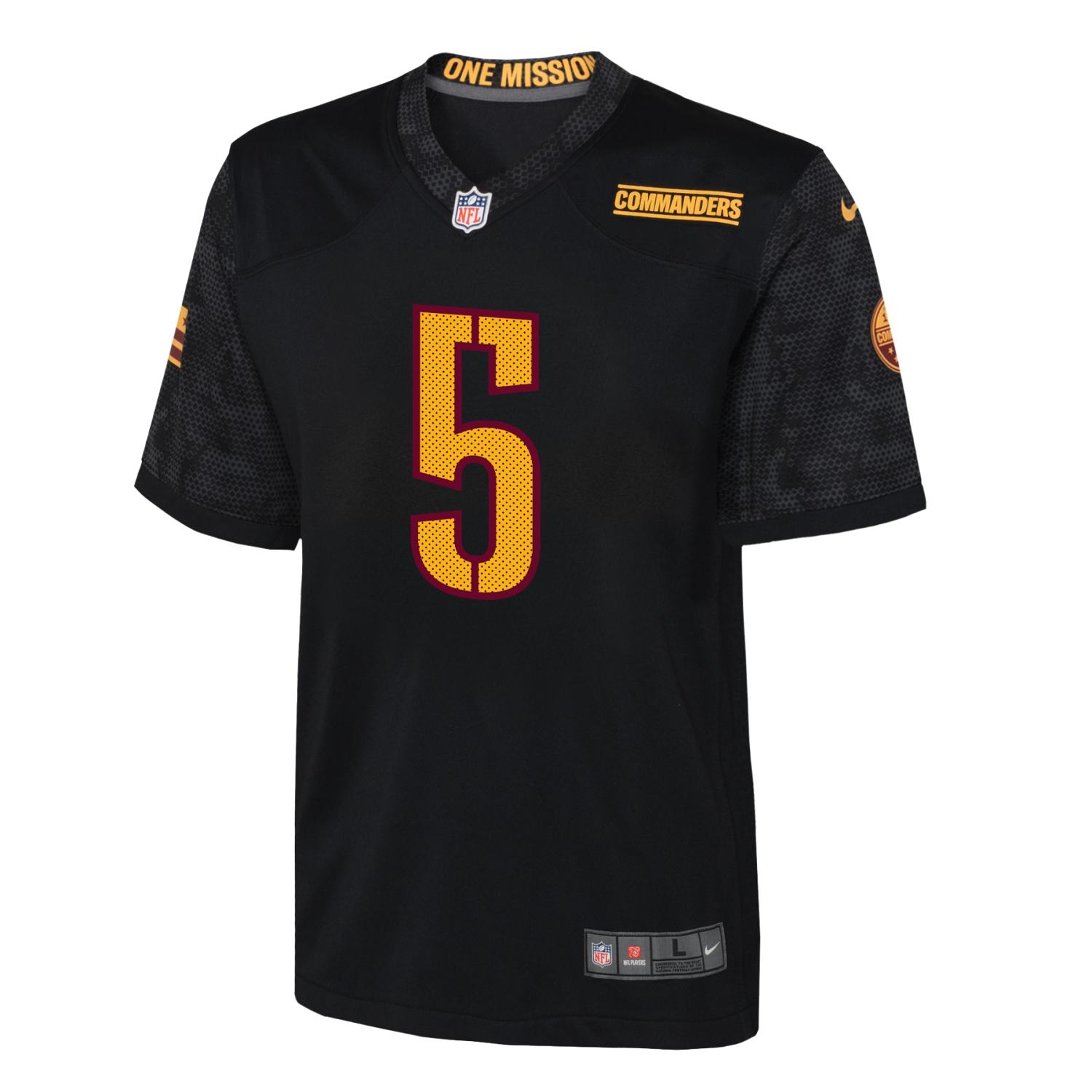 Jayden Daniels #5 Washington Commanders Game NFL Jersey Alternate Black (YOUTH)
