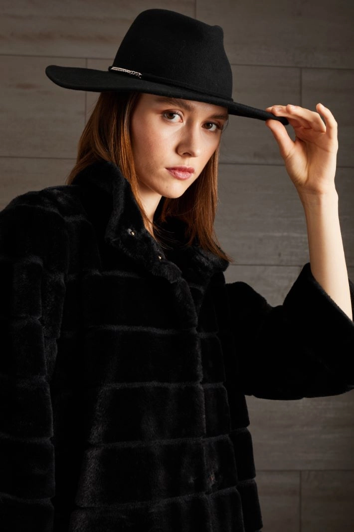 Wool felt hat - BLACK SILVER
