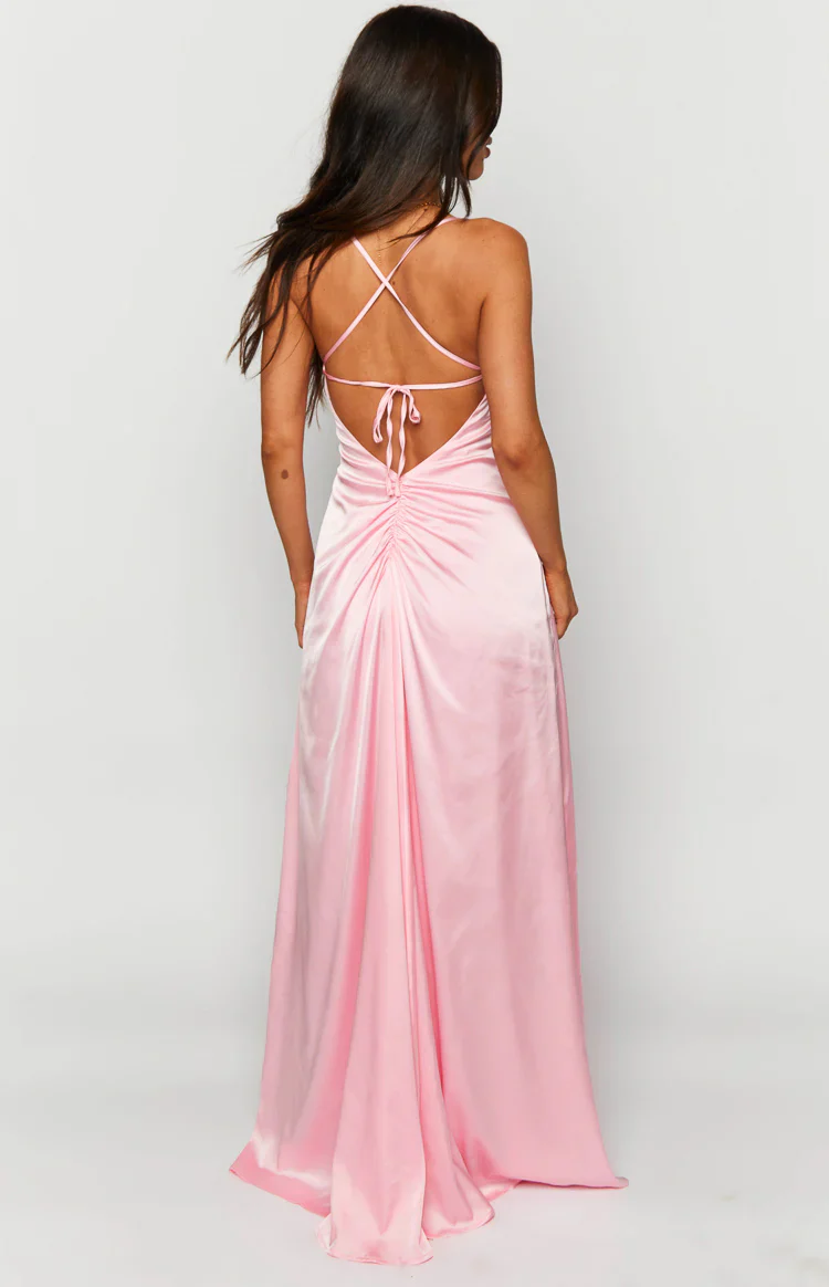 Blaise Pink Satin Maxi Dress