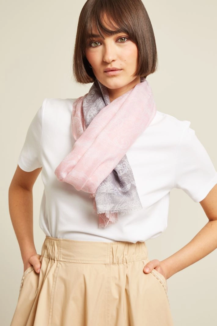 Two-tone patterned stole - PINK GREY