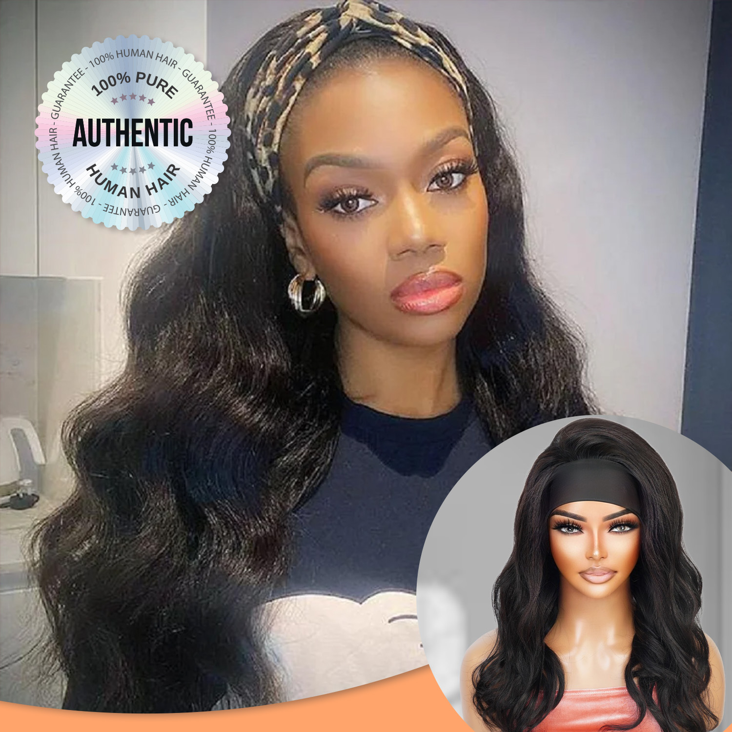 Diva Queen 100% Virgin Human Hair Wear and Go Glueless Headband Wig Body Wave 18