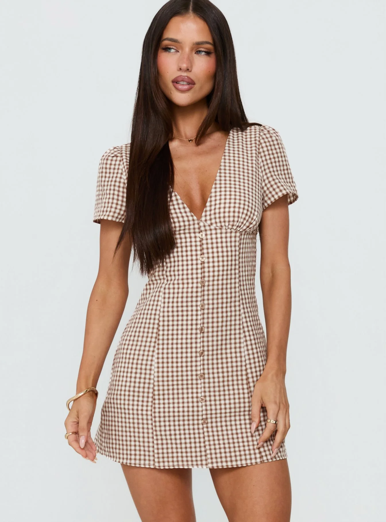 Loveliness Playsuit Brown Check