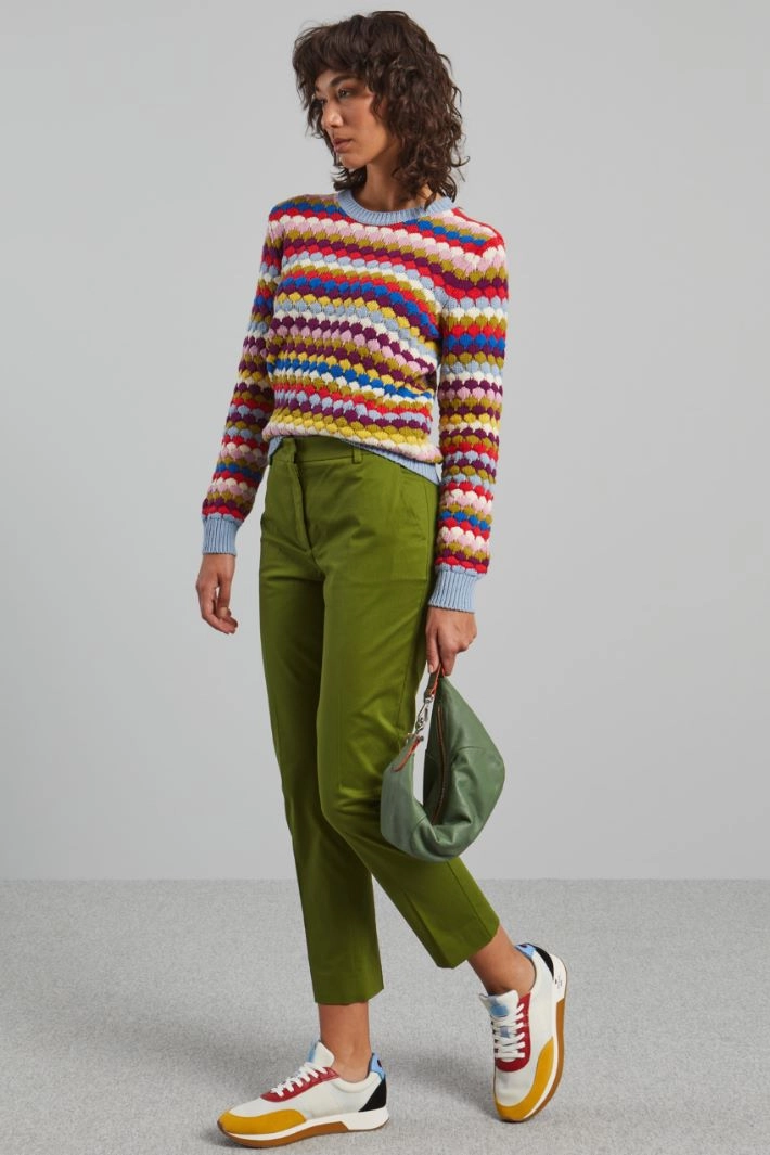 Cotton satin trousers - OLIVE GREEN