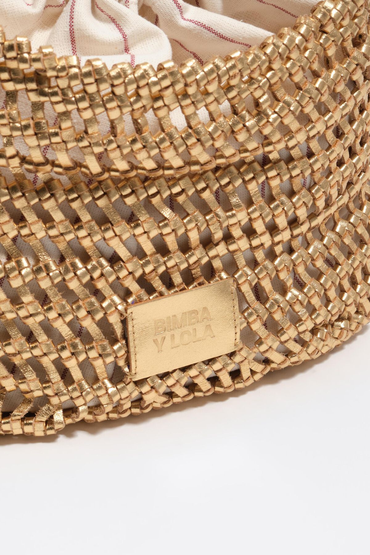 Gold leather plaited medium bag