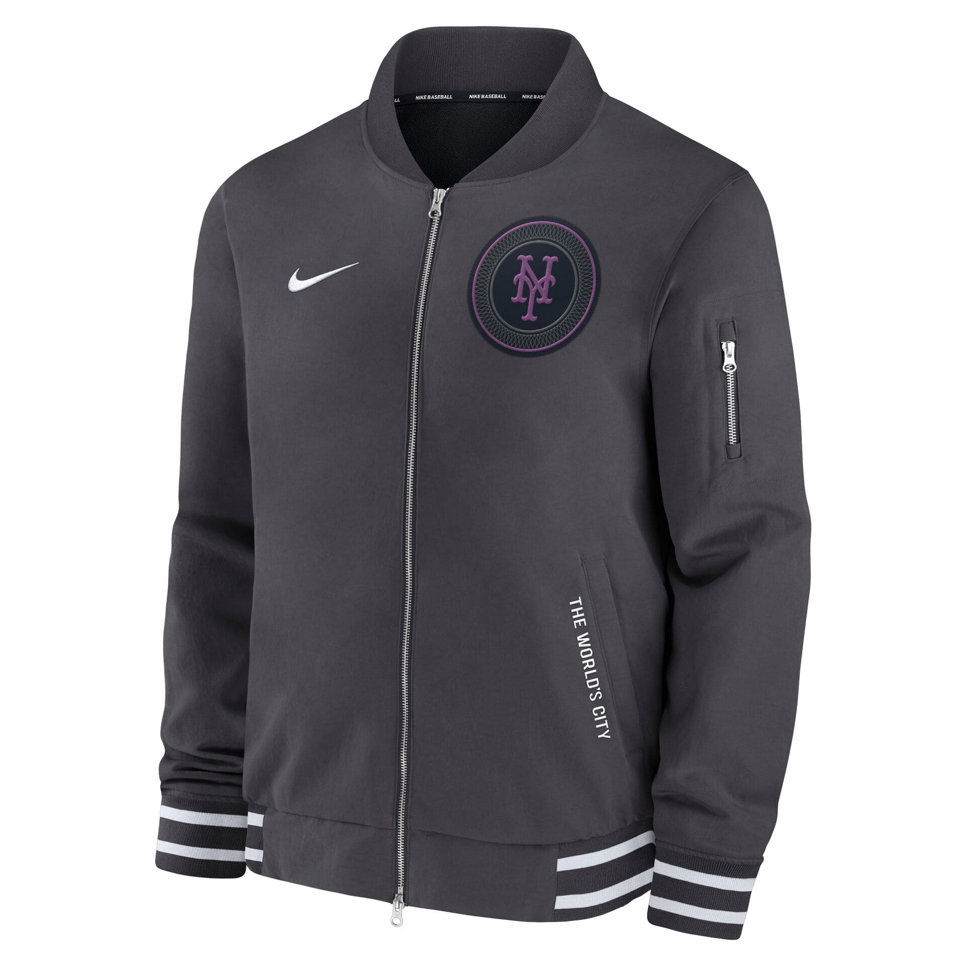 New York Mets City Connect 2026 MLB Authentic Dugout Bomber Jacket Anthracite