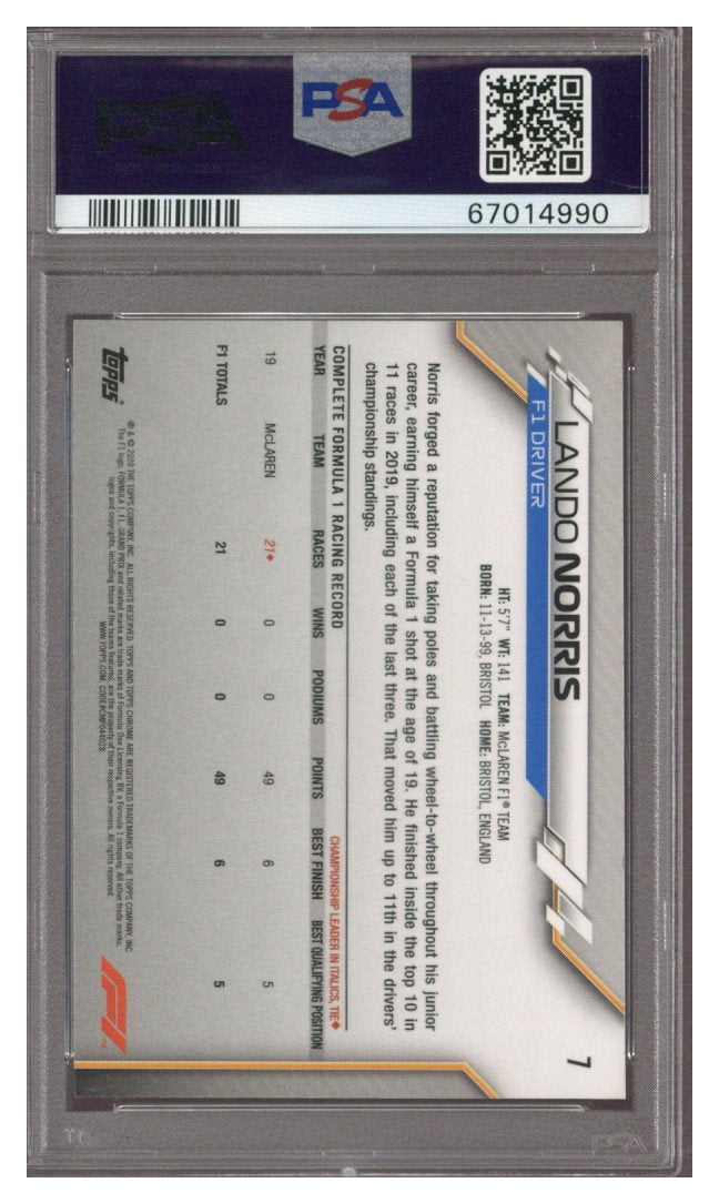 2020 Topps Chrome F1 Racers Lando Norris #7 PSA 10 RC