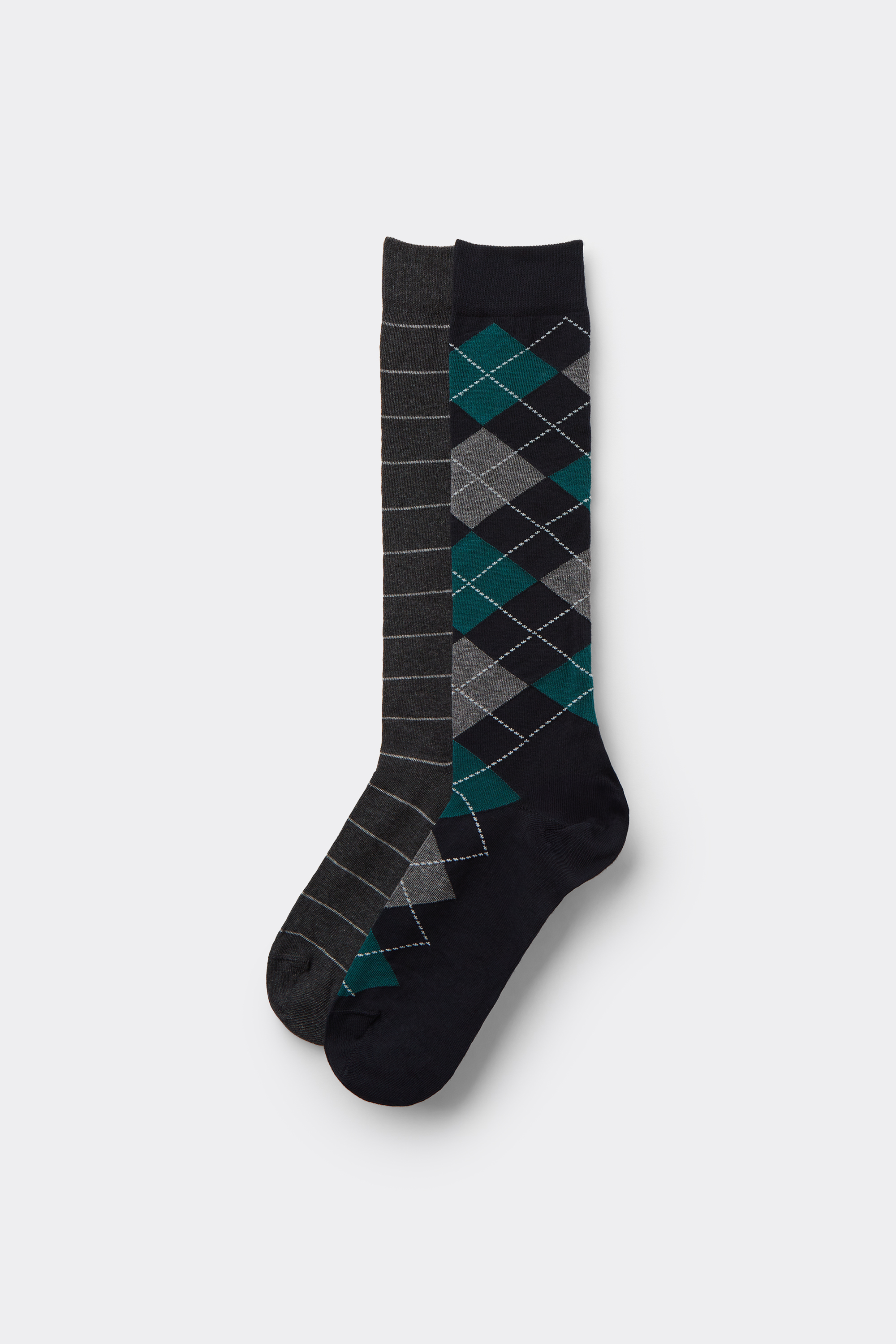 2 Pairs of Men’s Long Patterned Cotton Socks