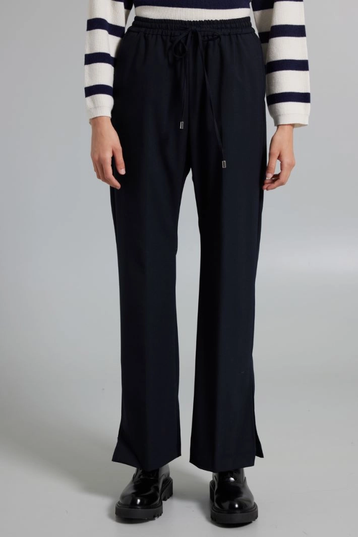 Slit-detailed trousers - NIGHT BLUE