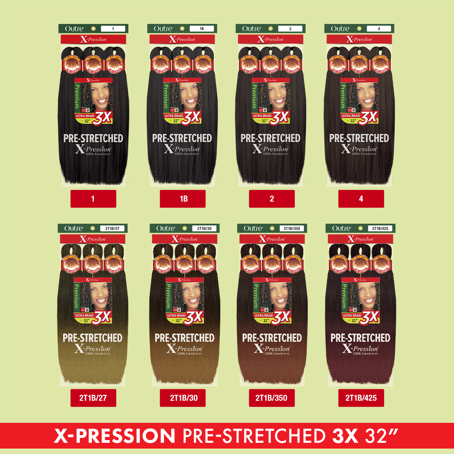 Outre Braids X-Pression Kanekalon 3X Pre Stretched Ultra Braid 32