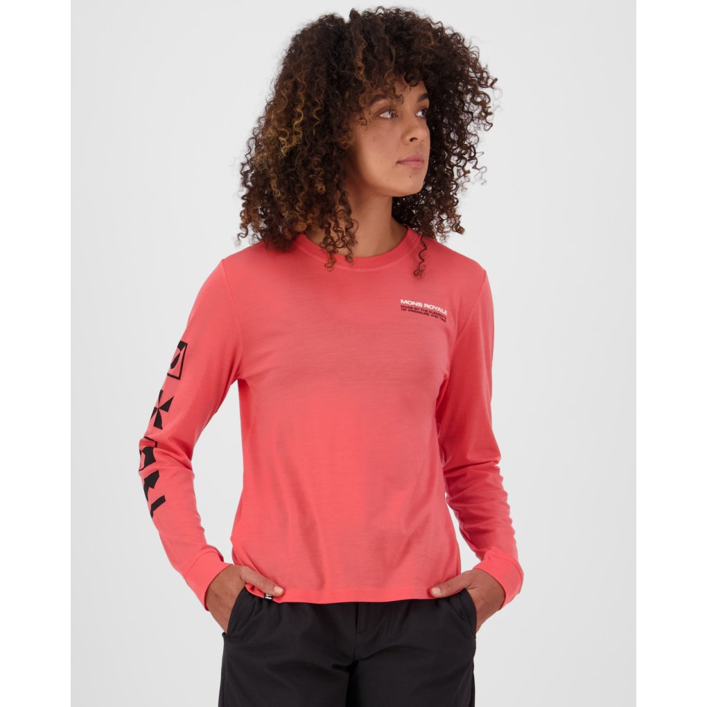 Mons Royale Icon Merino Long Sleeve Women - watermelon