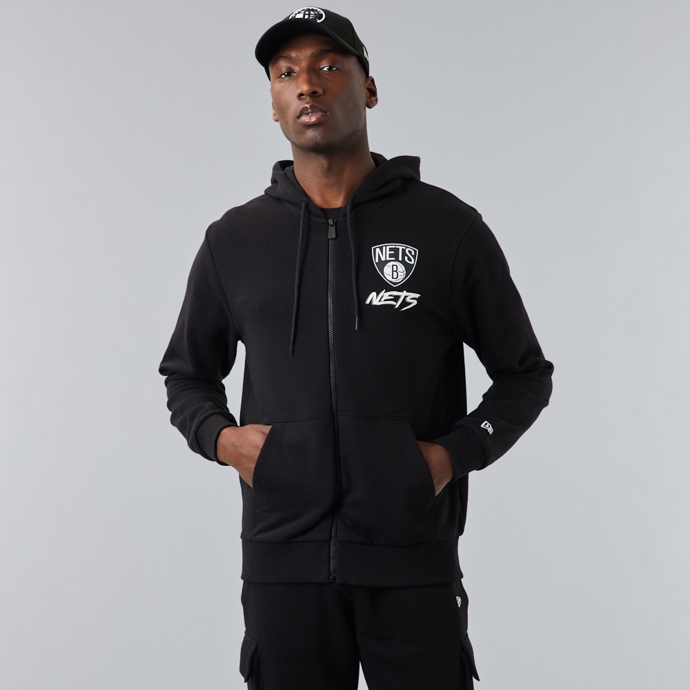 Brooklyn Nets Script New Era NBA Full-Zip Hoodie Black