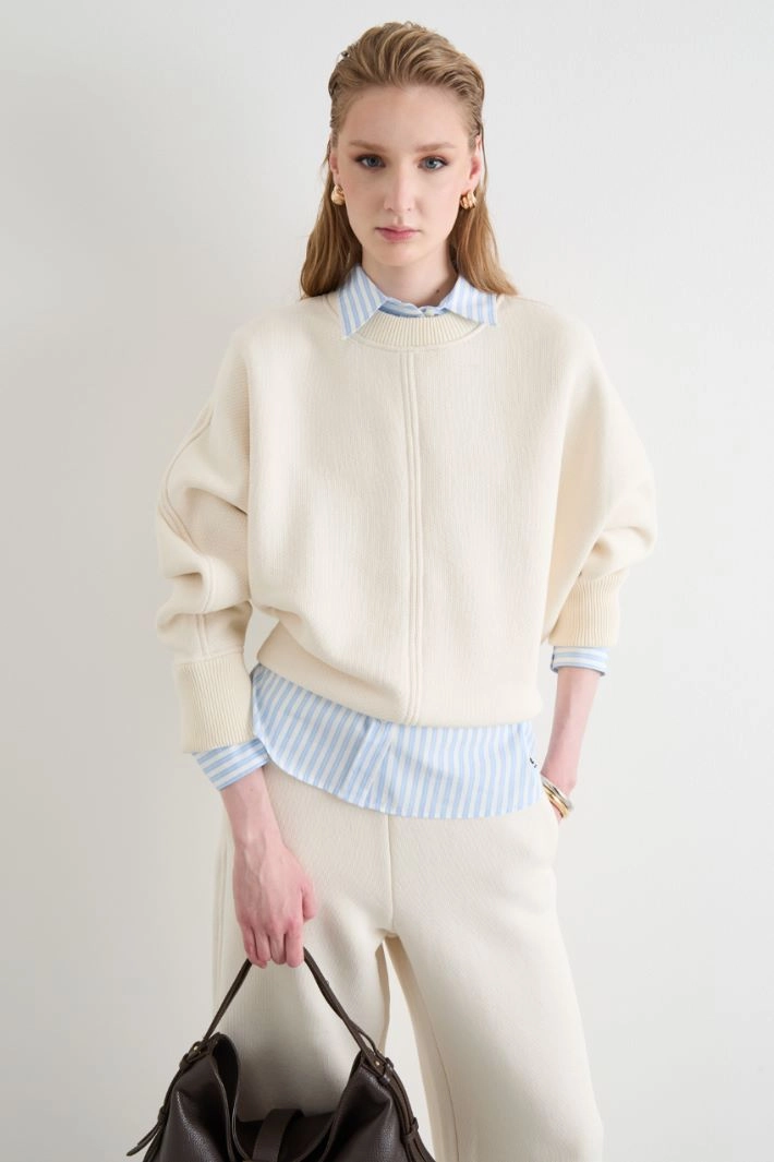 Boxy crew-neck sweatshirt - IVORY