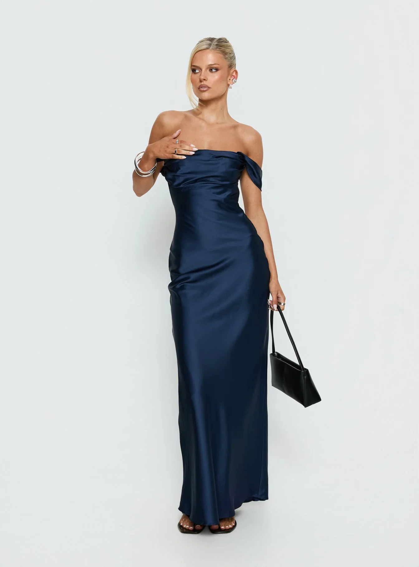 Azura Off The Shoulder Maxi Dress Navy