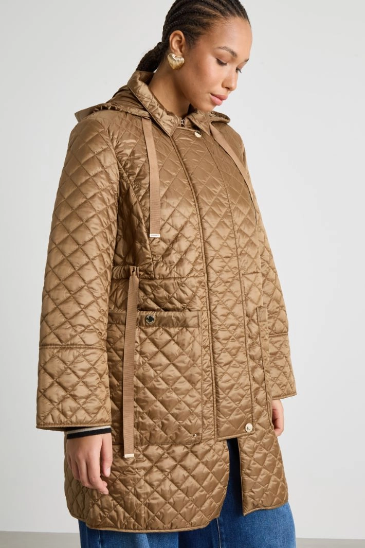 Longline quilted coat - BRONZE