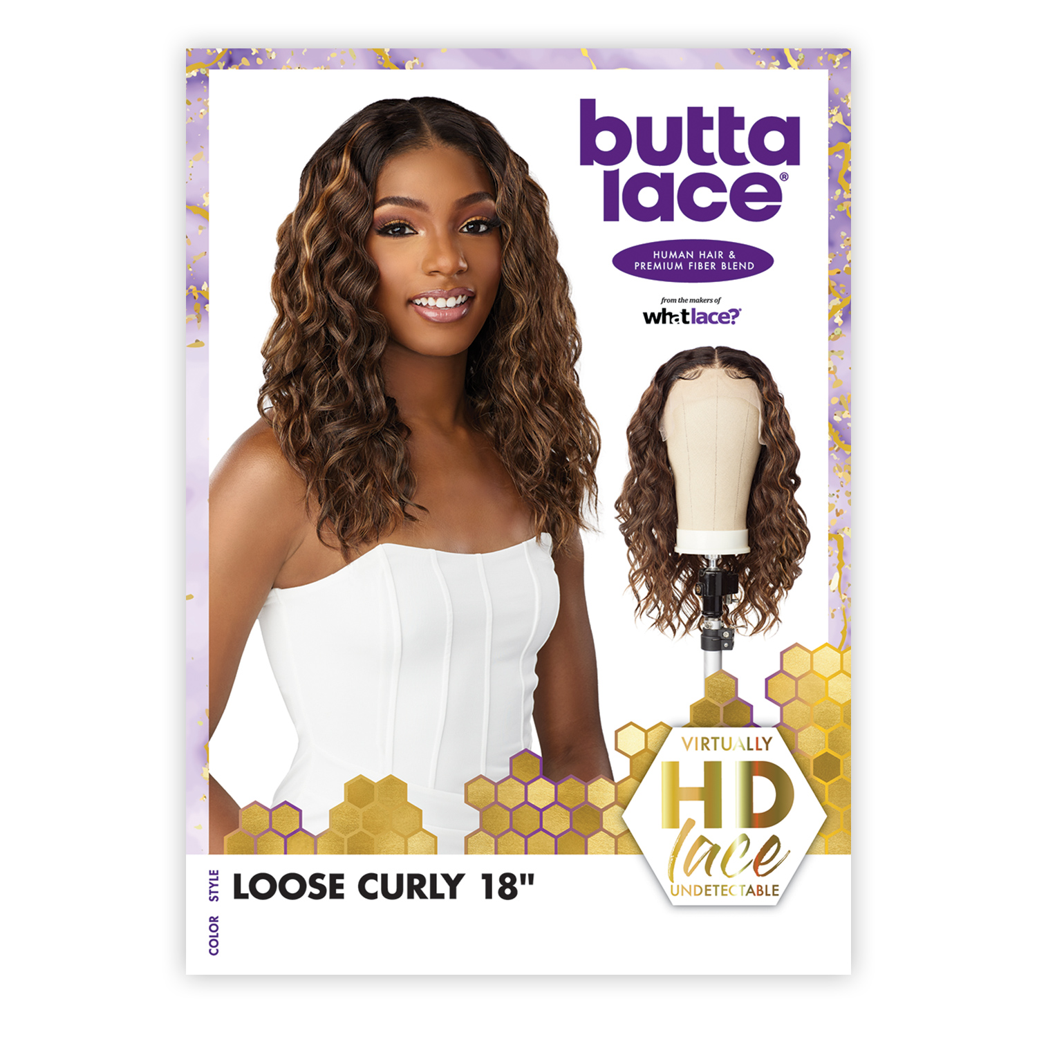 Sensationnel Human Hair Blend HD Lace Front Wig Butta Lace Loose Curly 18