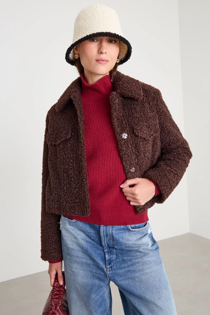 Cloche in bouclé fabric - CREAM