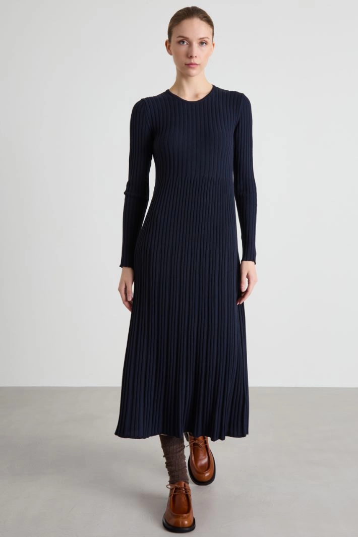 Long ribbed knit dress - NIGHT BLUE