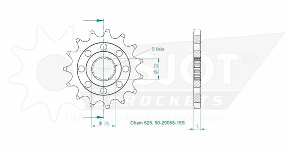 Esjot 15 tooth gearbox output pinionRef: Esjo00077A / 12122384