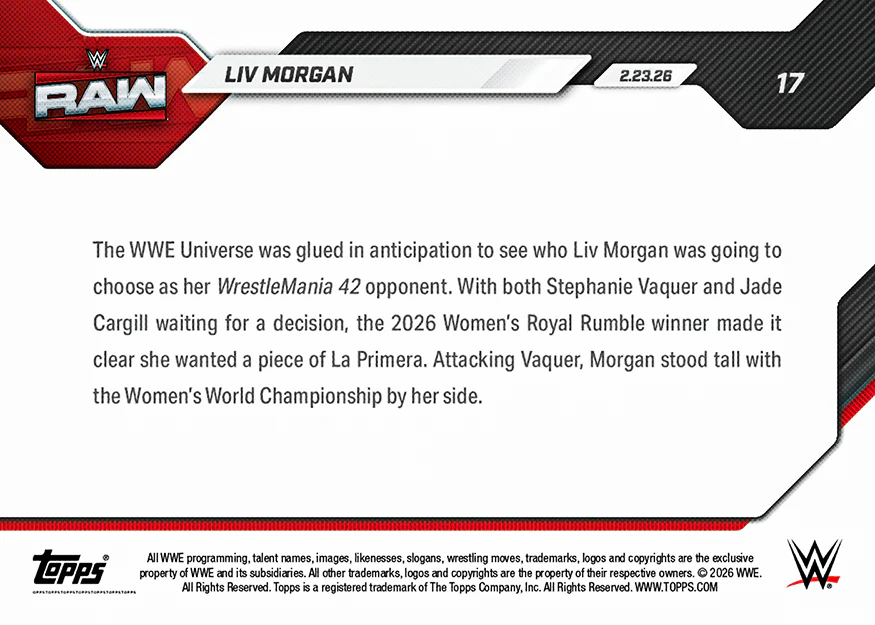 Liv Morgan - 2026 WWE Topps NOW® - Card 17
