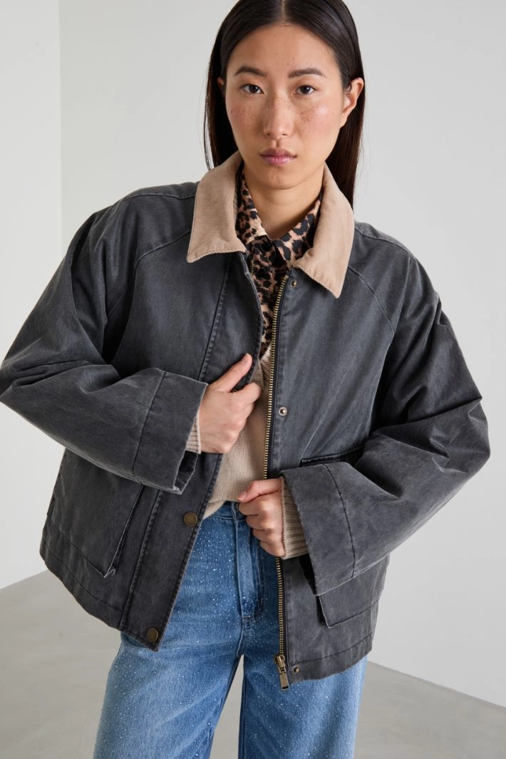 Waxed finish jacket - ANTHRACITE