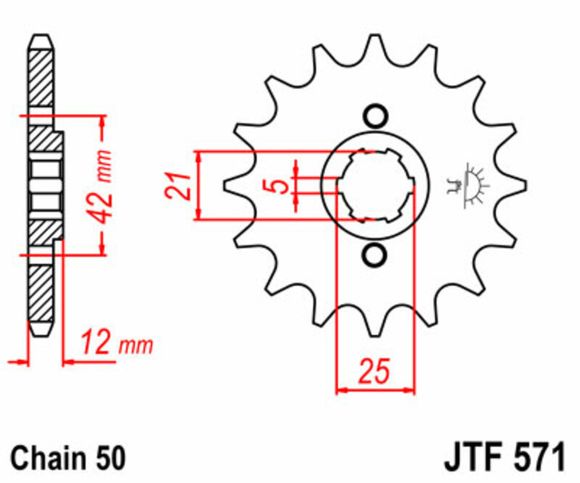 JT. steel standard 571 - 530 countershaft sprocketRef: JTC00421A / 1077444001