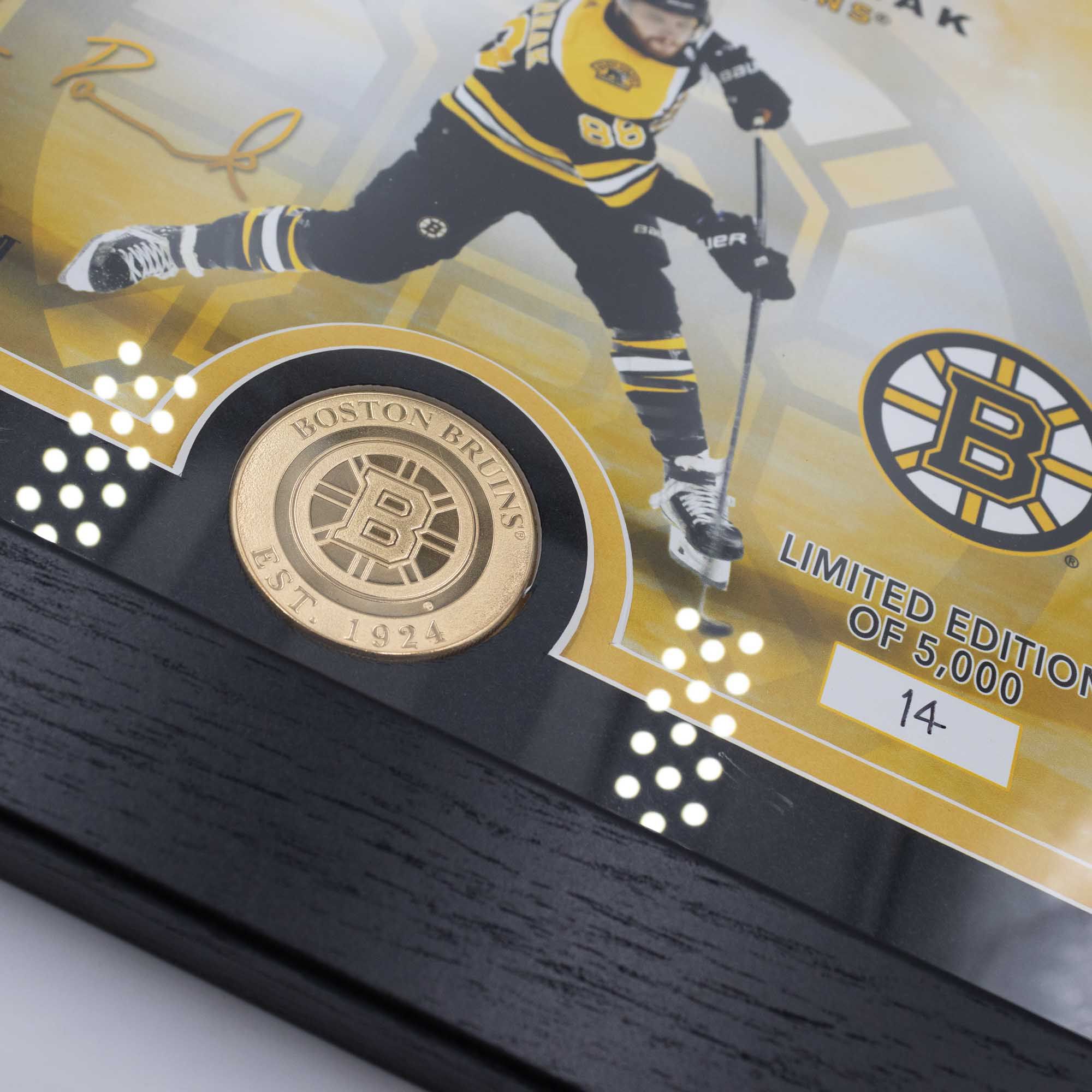 David Pastrnak Boston Bruins Bronze Coin Framed NHL Photo
